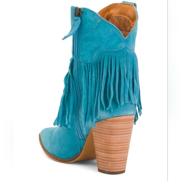 🔹️Dingo🔹️Made In mexico Fringe Crazy  Western Blue Train Boots - Picture 3 of 3